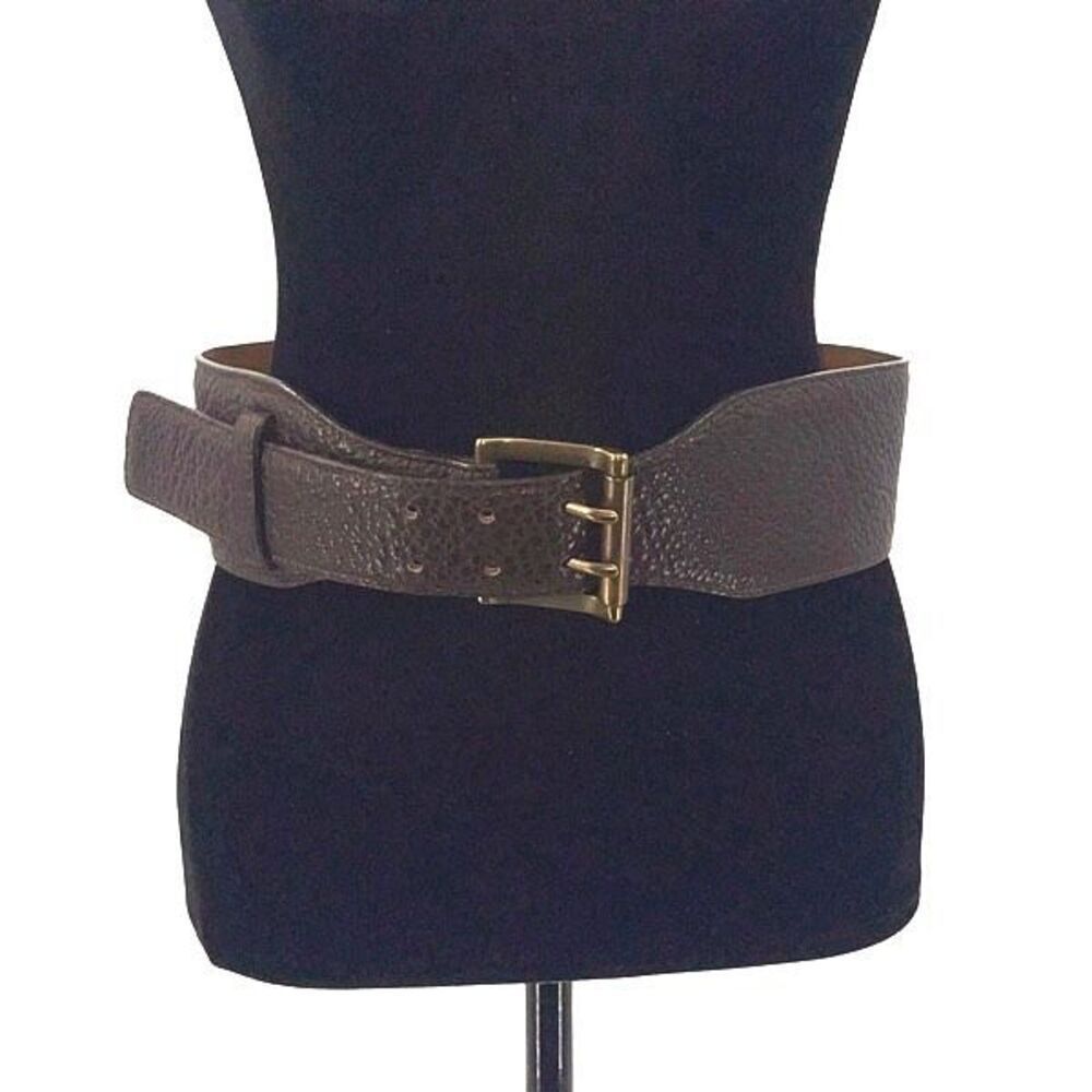 The W by Worth Collection Womens Pebble Leather Wide Strap Fashion Belt Brown OS
